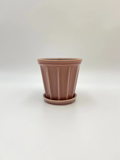 Aura Ceramic Plant Pot, Chocolate House Interior Design, Saucer, Decoration, Gift, Glazed Pot 13.5 cm, Drainage Hole Option