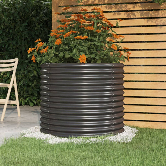 Asupermall - Garden Planter Powder-coated Steel 80x80x68 cm Anthracite