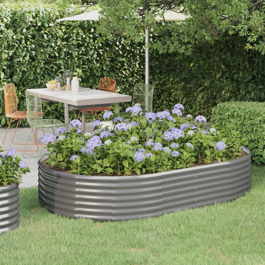 Asupermall - Garden Planter Powder-coated Steel 214x140x36 cm Grey