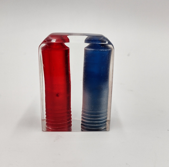 Vintage Red & Blue Transparent Dual Salt & Pepper Shakers