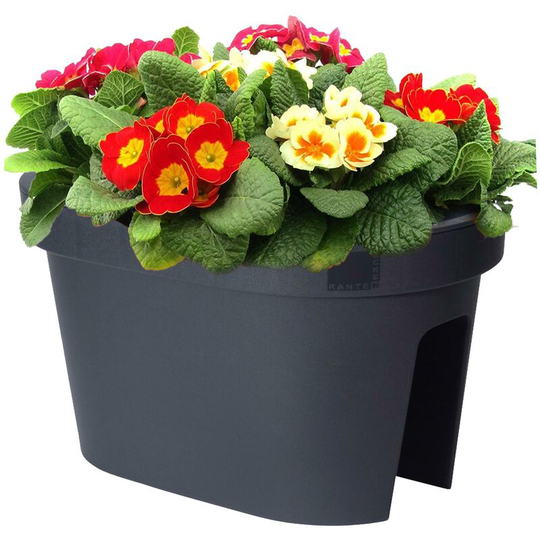 Flower Bridge Hanging Planter Plant Pot Fence Railing Balcony Decking Garden Pots (Oval 40 x 26 x 24.5 cm, Anthracite) - Anthracite