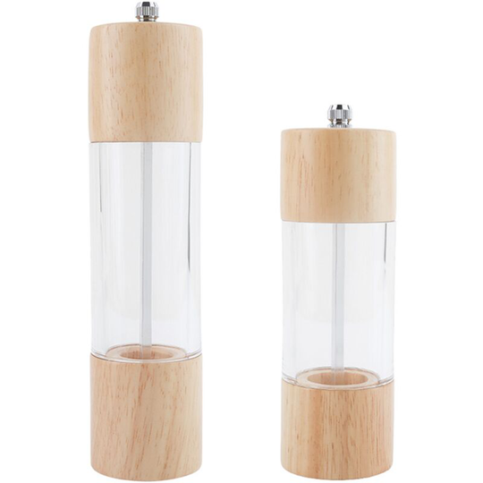 Pepper and Salt Grinder Set, Premium Acrylic Manual Salt and Pepper Mills, with Visible Window 6+8(color box)