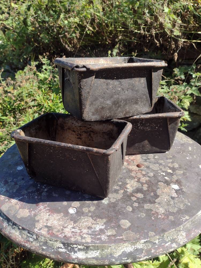 Set Of 3 Vintage Bread Tins Ideal For Planters Large Size Herb Pots