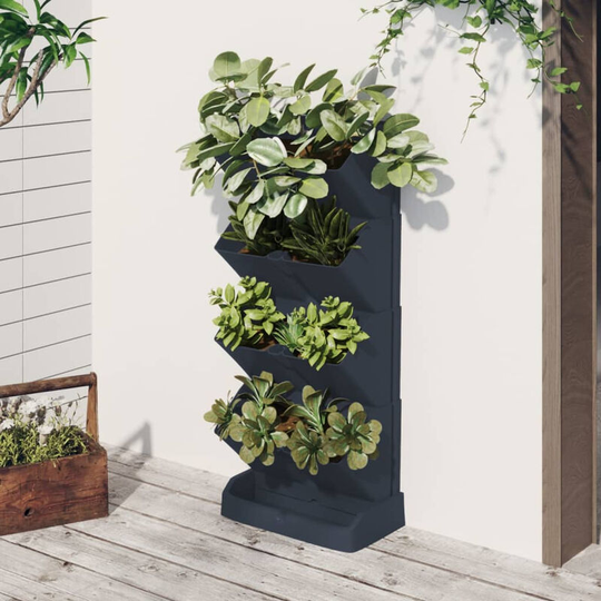 Asupermall - Vertical Garden Plant Set 4 pcs Anthracite Polypropylene
