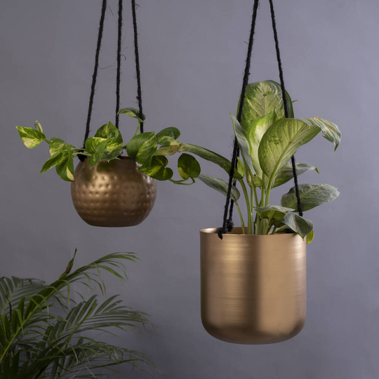 Golden Hanging Planters Set Of Two