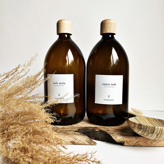 Bath Salt, Bubble Bath, 1000Ml, 1Litre Refillable Glass Bottles, Bathroom, Kitchen, Dish Soap, Eco, Shampoo, Conditioner, Body Wash, Decor