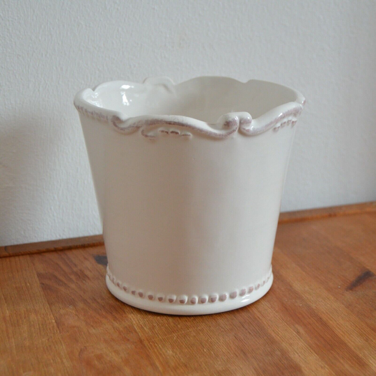 Vintage White Plain Ceramic Plant Succulent Tabletop Pot Decorative Indoor Planter Jar With Rim