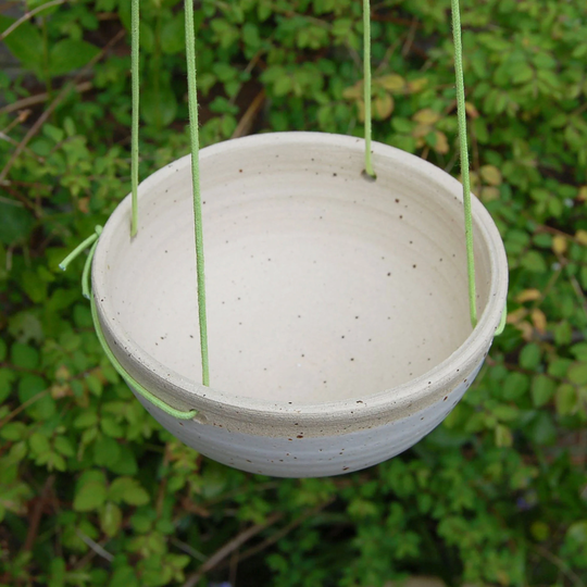 stoneware Planter, Hanging Herb Pot, Outdoor Decor, White Plain Hanging Flower & Cactus Plant Hanger