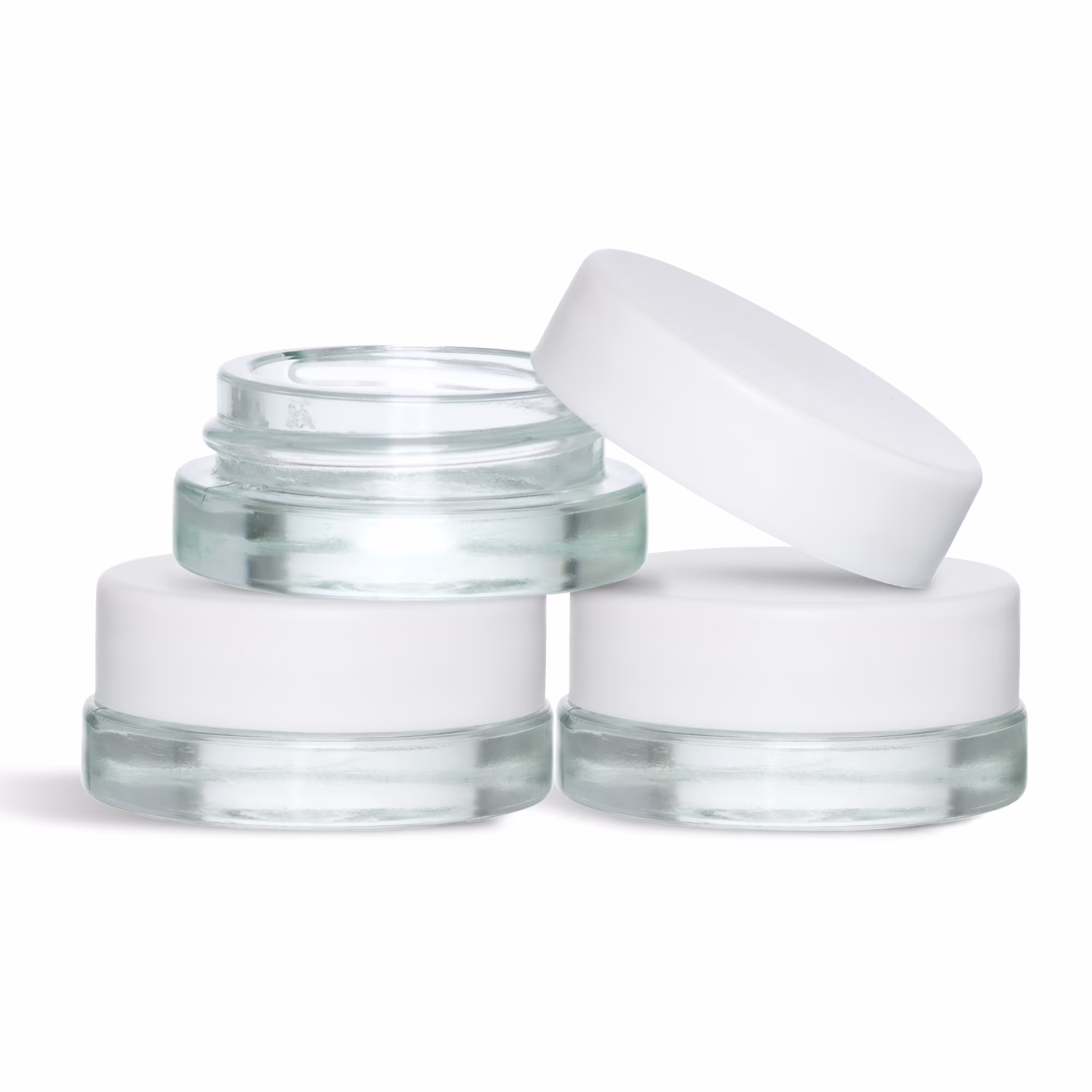 450 Pack - 7Ml Low Profile Thick Glass Containers With White Lids Concentrate Jars For Oil, Lip Balm, Wax, Cosmetics