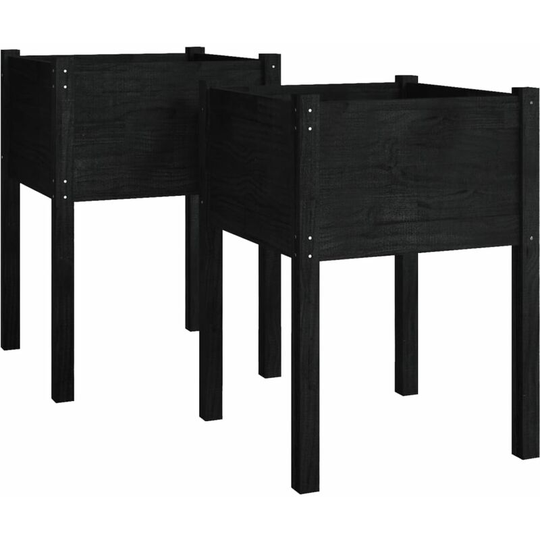Vidaxl - Garden Planters 2 pcs Black 50x50x70 cm Solid Pinewood Black