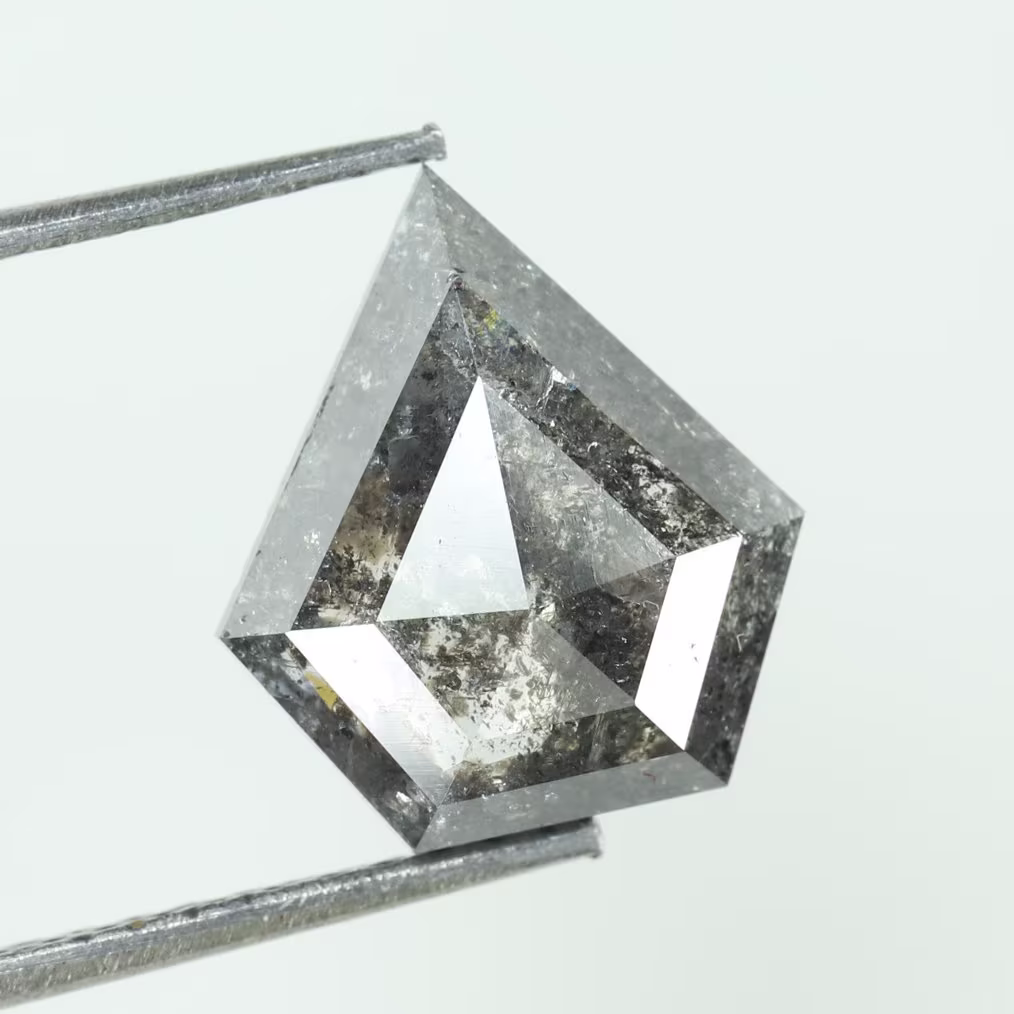 2.51 Ct Pentagon Shape Natural Loose Diamond Salt & Pepper Color Use For Jewelry I3 Clarity On6-50