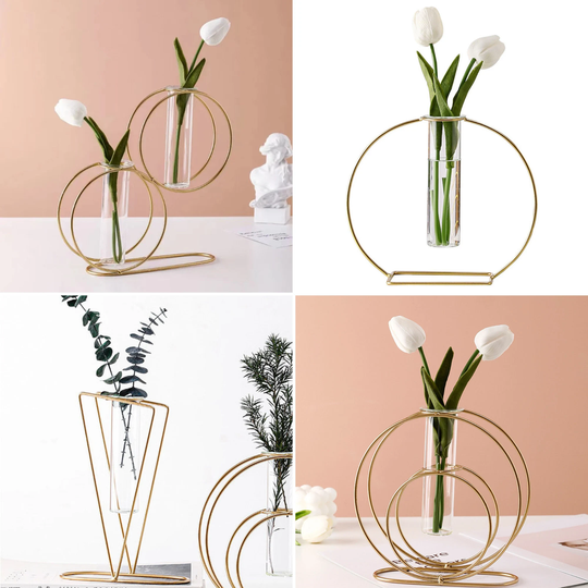 Hydroponic Vases Uk, Propagation Gold Metal Wire Vase, Terrarium Plant Vases, Decorative Minimalist Home Decor, Room Decor