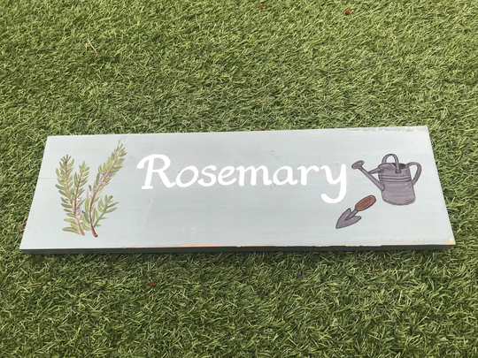 Rosemary Herbs Personalised House Name Sign, Cottage, Allotment, Garden Wooden Plaque, Custom, Grow Your Own, Potting Shed