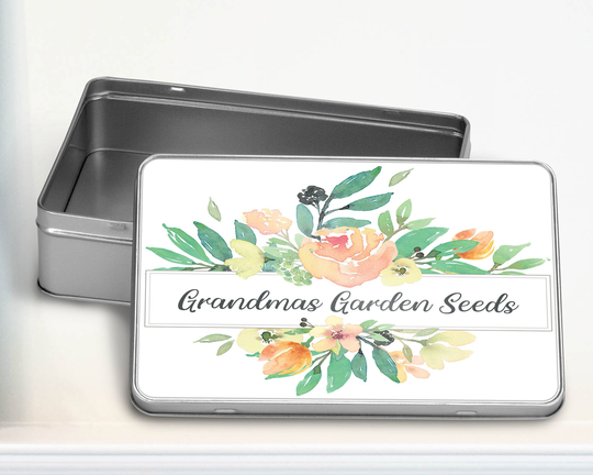 Personalised Custom Seed Storage Box | Gardeners Gift Garden Containers Metal Tin Seed Organiser Hag9904