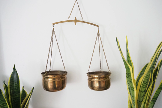 Vintage Brass Planter | Brass Scale Double