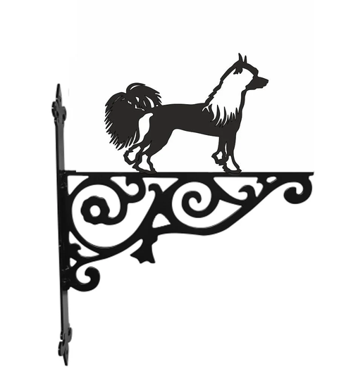 Chinese Crested Ornamental Hanging Bracket - Contemporary Basket Wall Mounted Decorative Garden Black