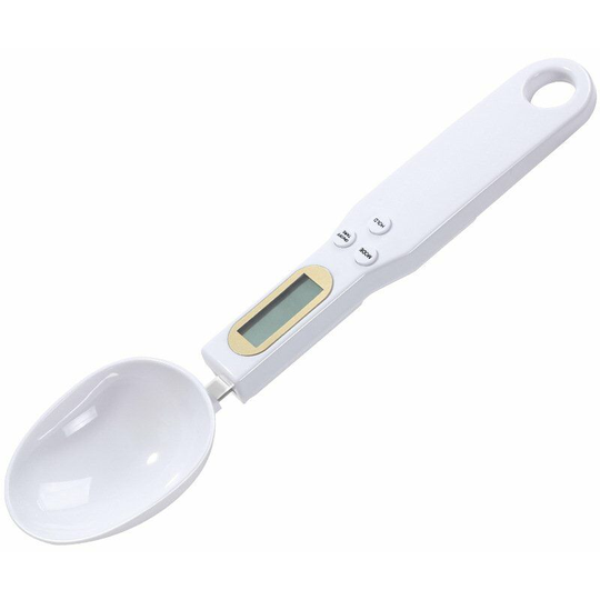 Cooking Star, measuring spoon with graduation 0.5g up to 500g, multi-function food scale, kitchen scale for spices & herbs, white