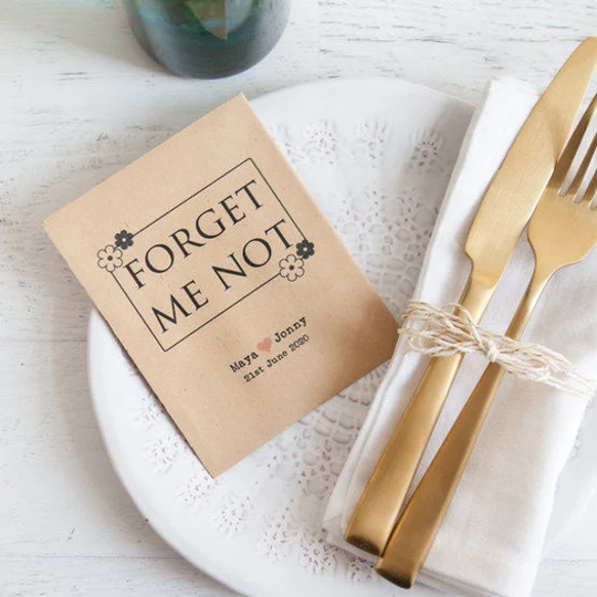 10 Forget Me Not Personalised Seed Packet Favours