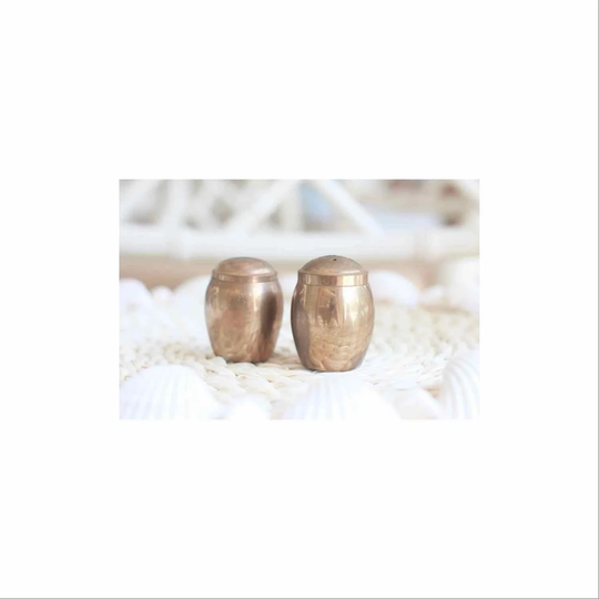 Vintage Brass Salt + Pepper Set
