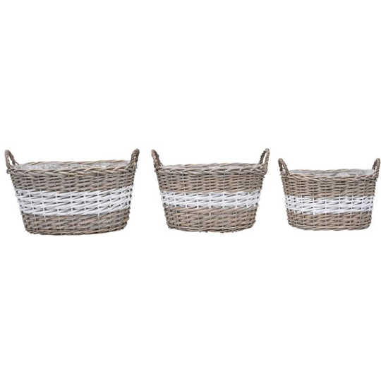 Raised Bed 3 pcs Wicker with PE Lining - Brown