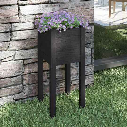 Asupermall - Garden Planter Black 31x31x70 cm Solid Pinewood