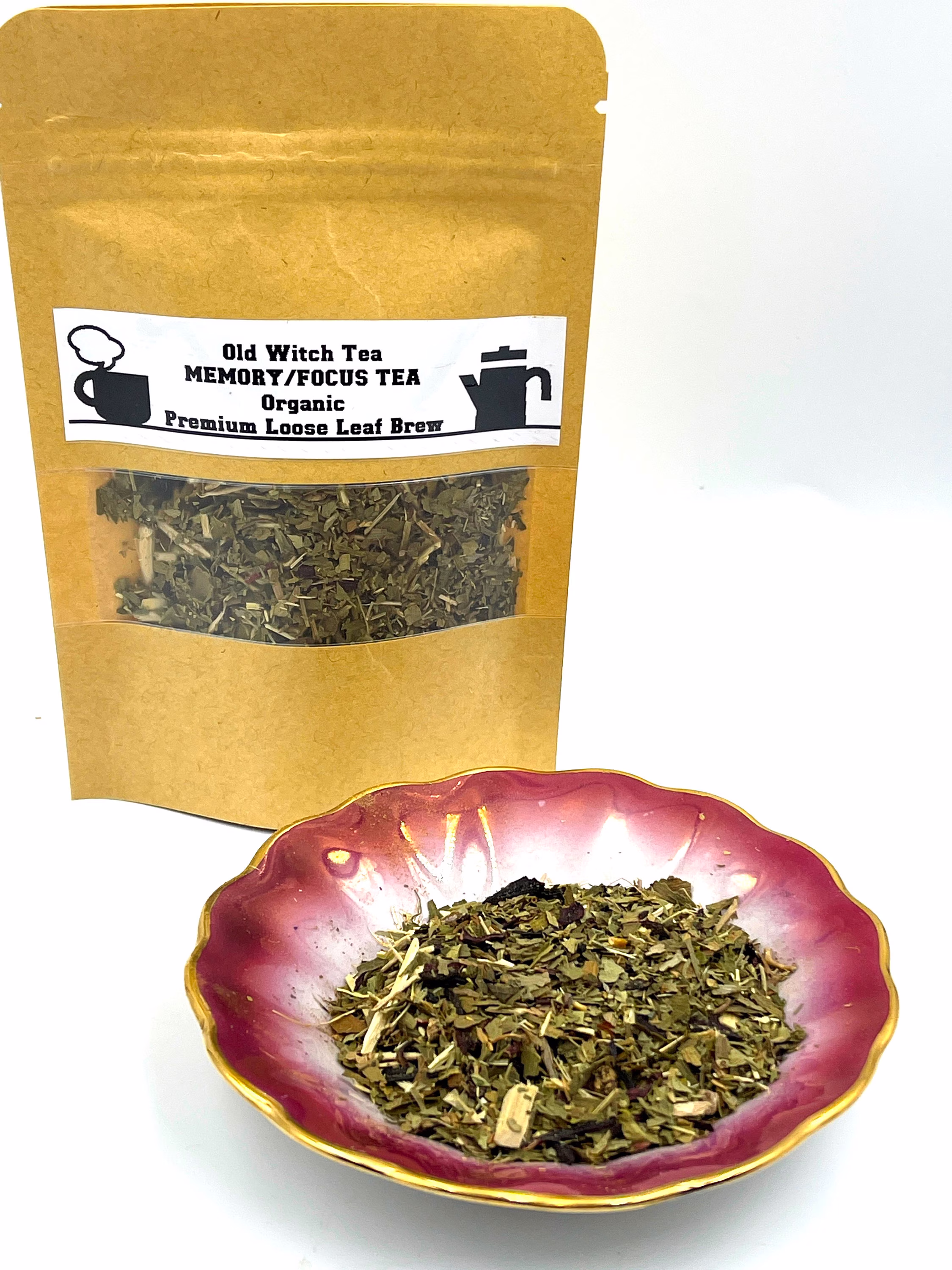 Memory & Focus Premium Organic Loose Leaf Tea/ Infused With Azurite Crystal