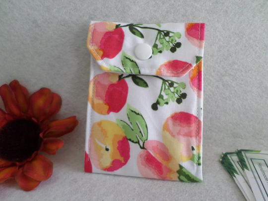 Peaches - Multi-Purpose Fabric Mini Pouch Birth Control Case, Business Card Holder Ready To Ship, Free Standard Us Shipping