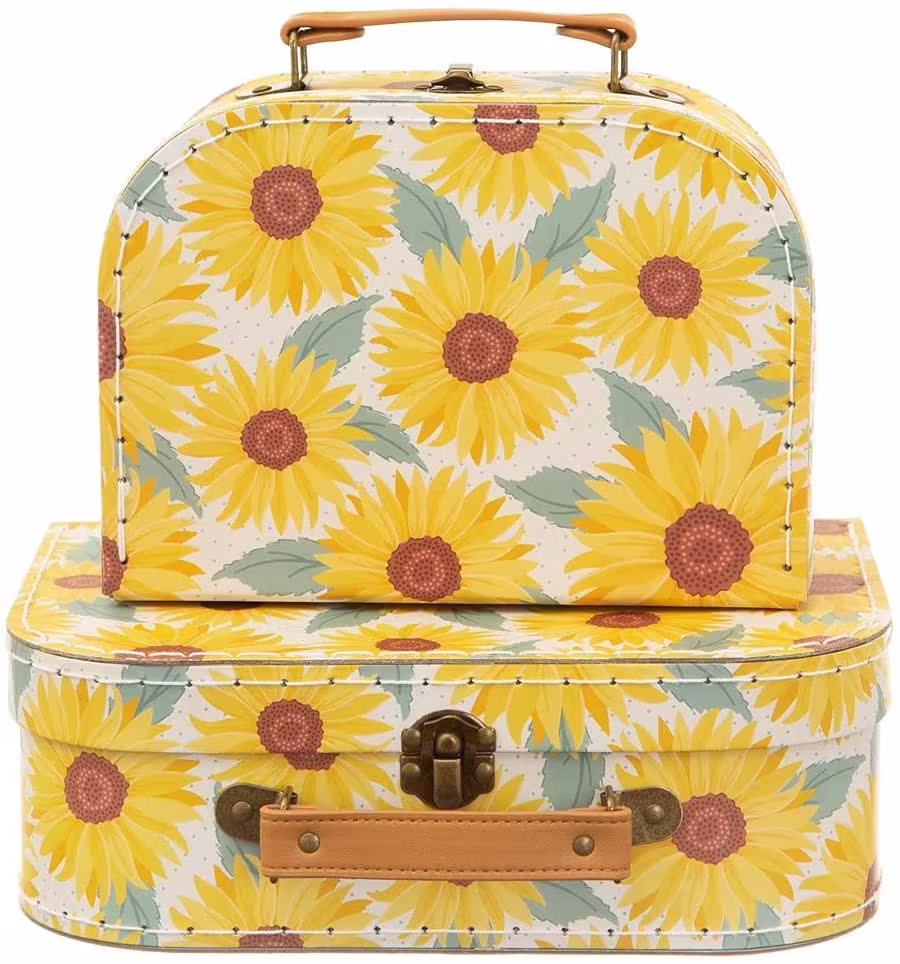 Suitcases - Set Of 2 | Pressed Flowers Or Sunflowers Design