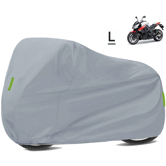 Superseller - Universal Motorcycle Cover - All Season Waterproof Outdoor Protection Against Dust, Debris, Rain and Weather, Silver&L - Silver&L