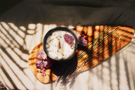 Amethyst Candle, Crystal Peace, Calm Candles, Herb Candles