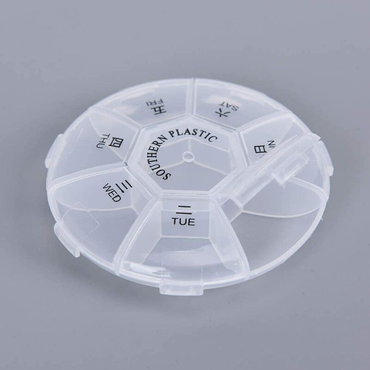 Bearsu - 1 Pack 7 Days Mini Portable Plastic Transparent Pill Box, Travel Pill Storage Box, Vitamin Pill Box Container