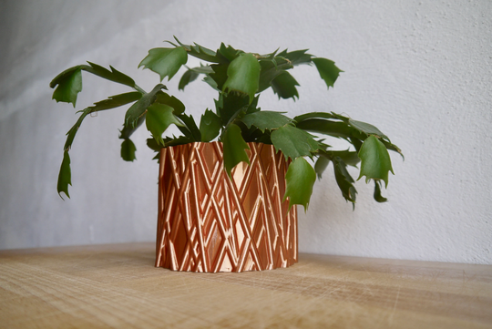 Copper Pipework Inspired Plant Pot - Based Plastic Eco Several Colours 3D Printed Planter Present 12cm 9cm 5cm