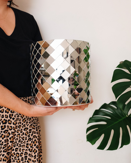 Ellie Disco Planter | 10In Mosaic Mirrored Unique Ceramic Pot For Plants