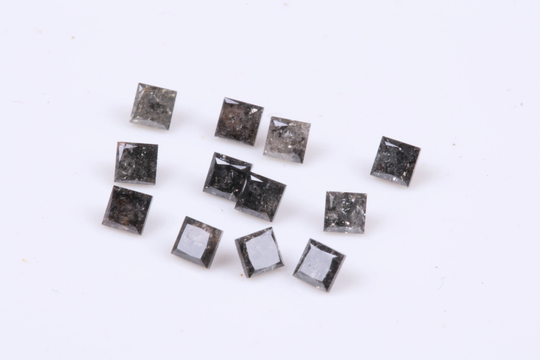 Tiny 2.50mm Salt & Pepper Princess Cut Diamond, Clear White Black Natural Melee Accent Diamonds For Jewelry, 2Pcs