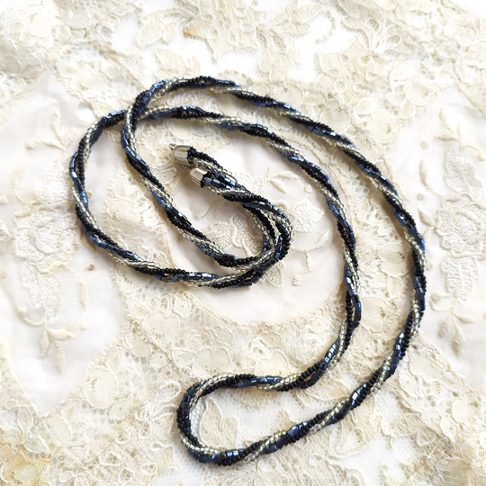 Vintage Twisted Seed Bead Necklace. Multistrand Beaded Necklaces. Seed Lariat