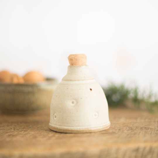 Pottery Salt Pot With Cork Stopper, Handmade On The Potters Wheel