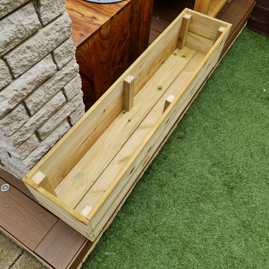 Wooden Decking Garden Planter Trough Box Wood Flower Pot Veg Plant Grow Bed