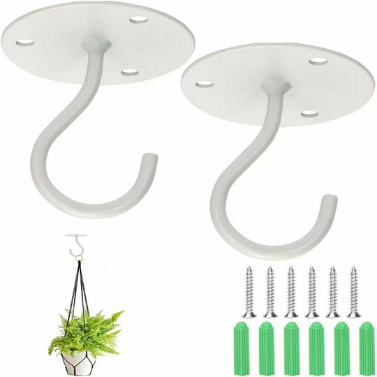 Sun Flowergb - 2 Pack Wall Ceiling Hooks, Metal Plant Stand, Iron Wall Hangers for Bird Feeders, Lanterns, Wind Chimes, Planters, Outdoor Decor Hooks