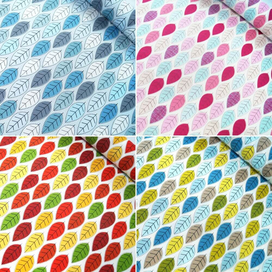 100% Cotton Poplin Fabric Rose & Hubble Four Seasons Leaves Foliage Floral