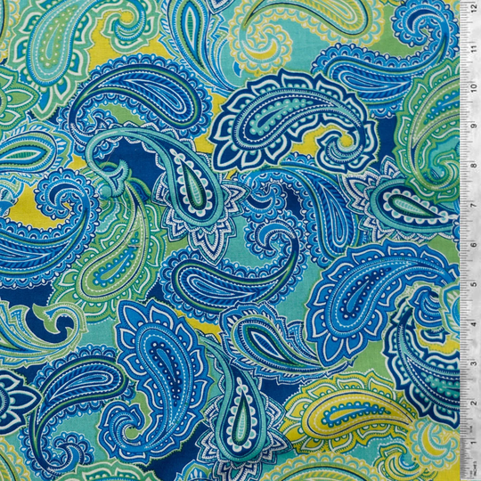 Salt Air Droplet Paisley Fabric 100% Cotton