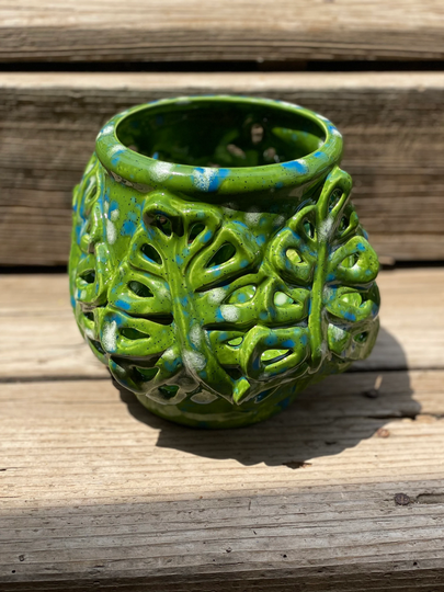 Hand Painted Ceramic Monstera Leaf Pot | Candle Holder