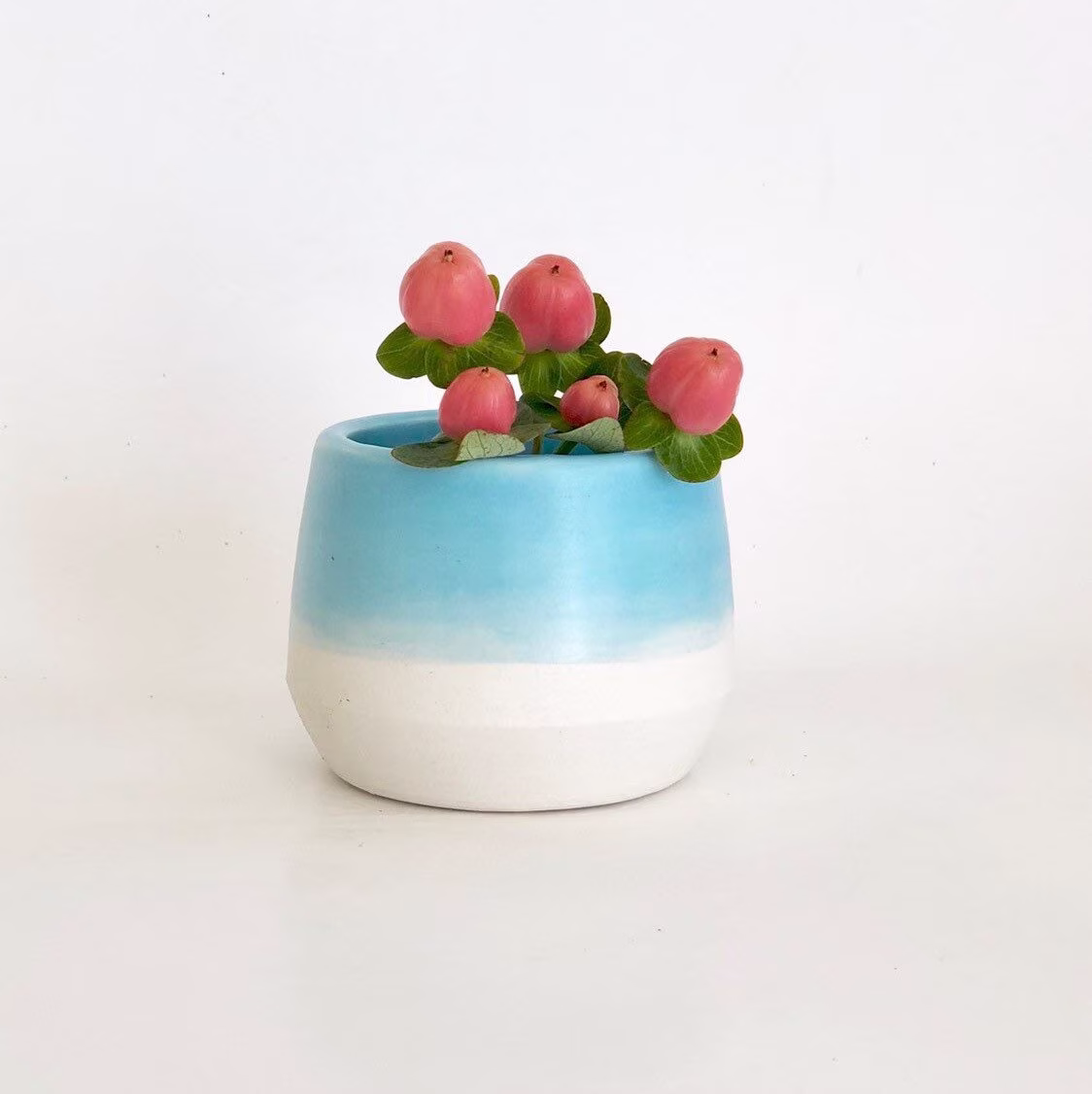 Mini Pot, Mommy Bud Vase, Blue Little Porcelain Flower Cute Grandma Vase