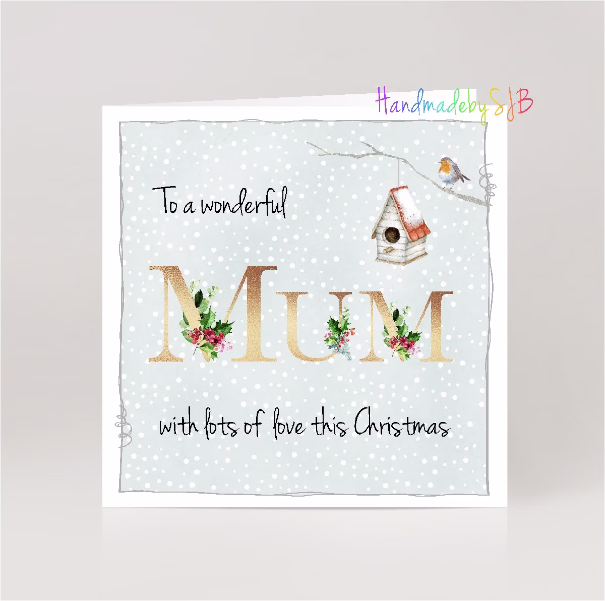 Mum Christmas Card, "To A Wonderful' Greeting 6" X 6