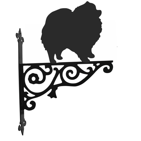 Pomeranian Ornamental Hanging Bracket - Contemporary Basket Wall Mounted Decorative Garden Black