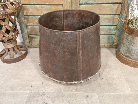 Large Rustic Reclaimed Metal Planter Pot Cauldron Bbq Ice Bucket Drinks Cooler