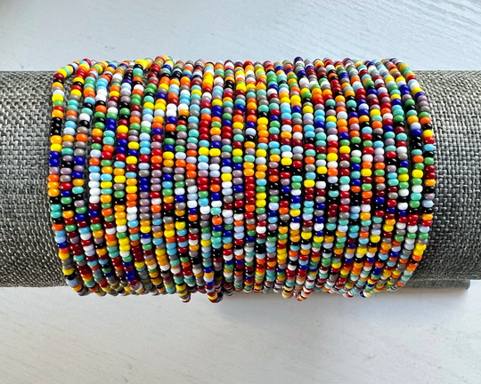 Single Strand Seed Bead Stretch Bracelet - Beaded Friendship Bracelet-Multi Color Mix