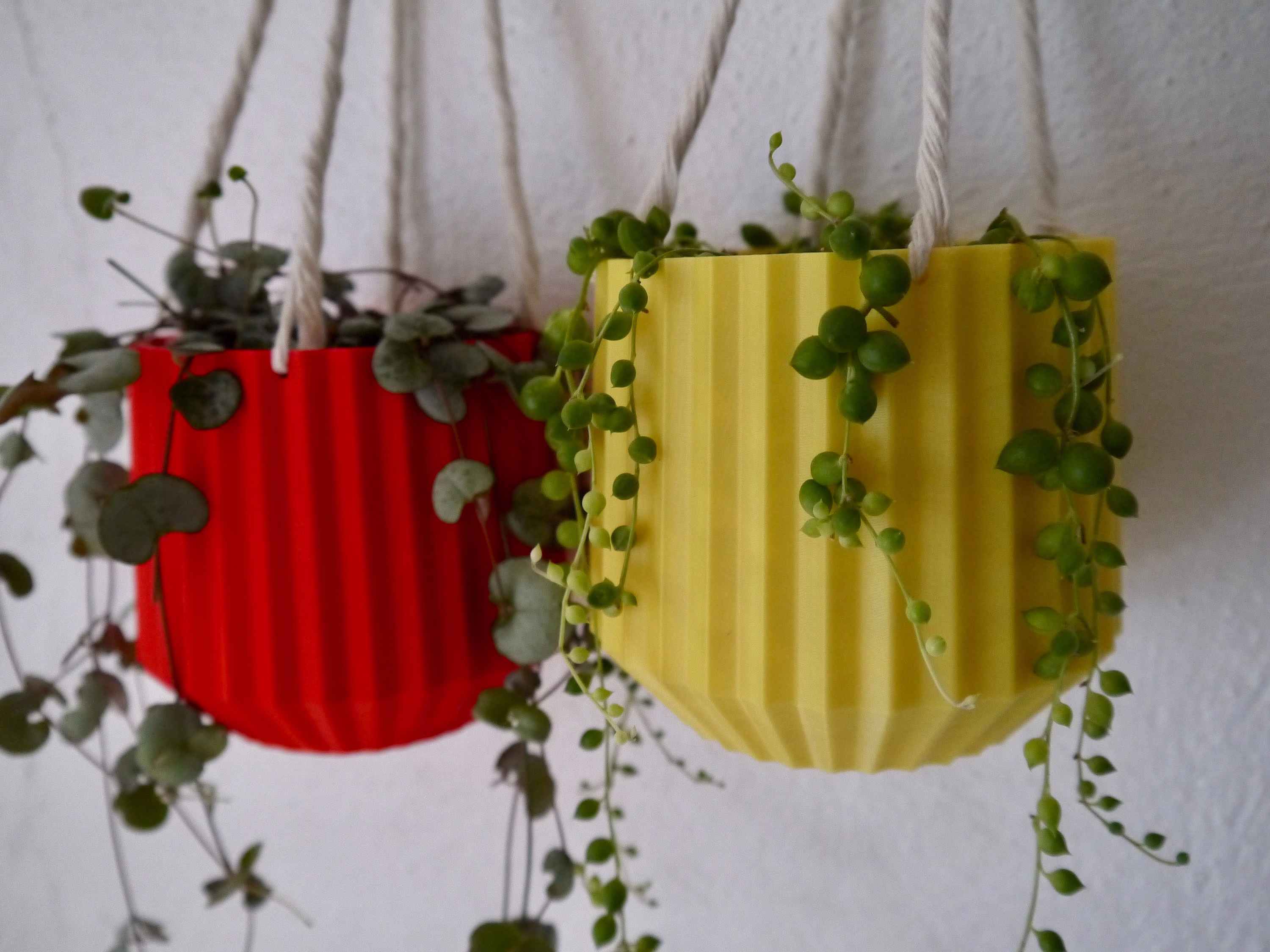 Hanging Plant Pot - Based Plastic Several Colours 3D Printed Planter Striped Eco Friendly Gift Present 12cm 9cm 5cm Pots