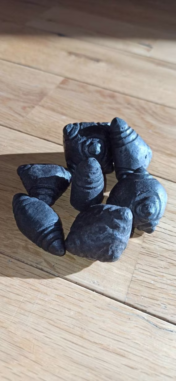 Chumpi Stone Set Black 7 Piece Peruvian Sacred Valley Ceremonial Altar Machu Picchu Meteorite