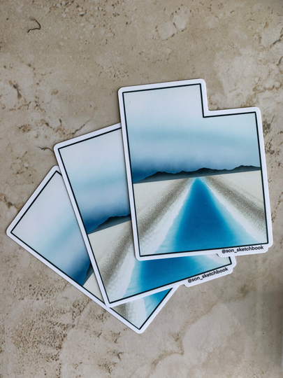 Utah Sticker - State Outline Bonneville Salt Flats