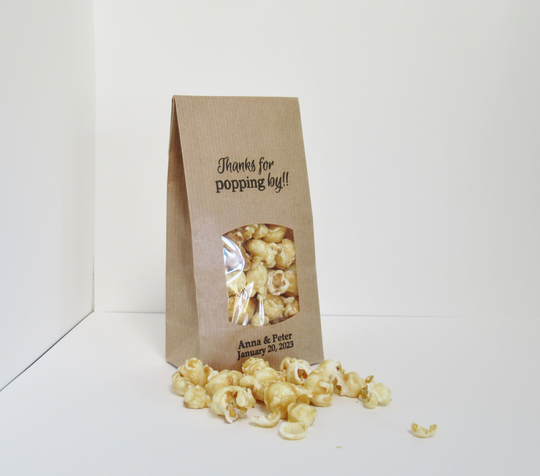 Personalized Popcorn Party Favor Bags, Thanks For Popping By, Diy Rustic Favors Weddings Or Engagement